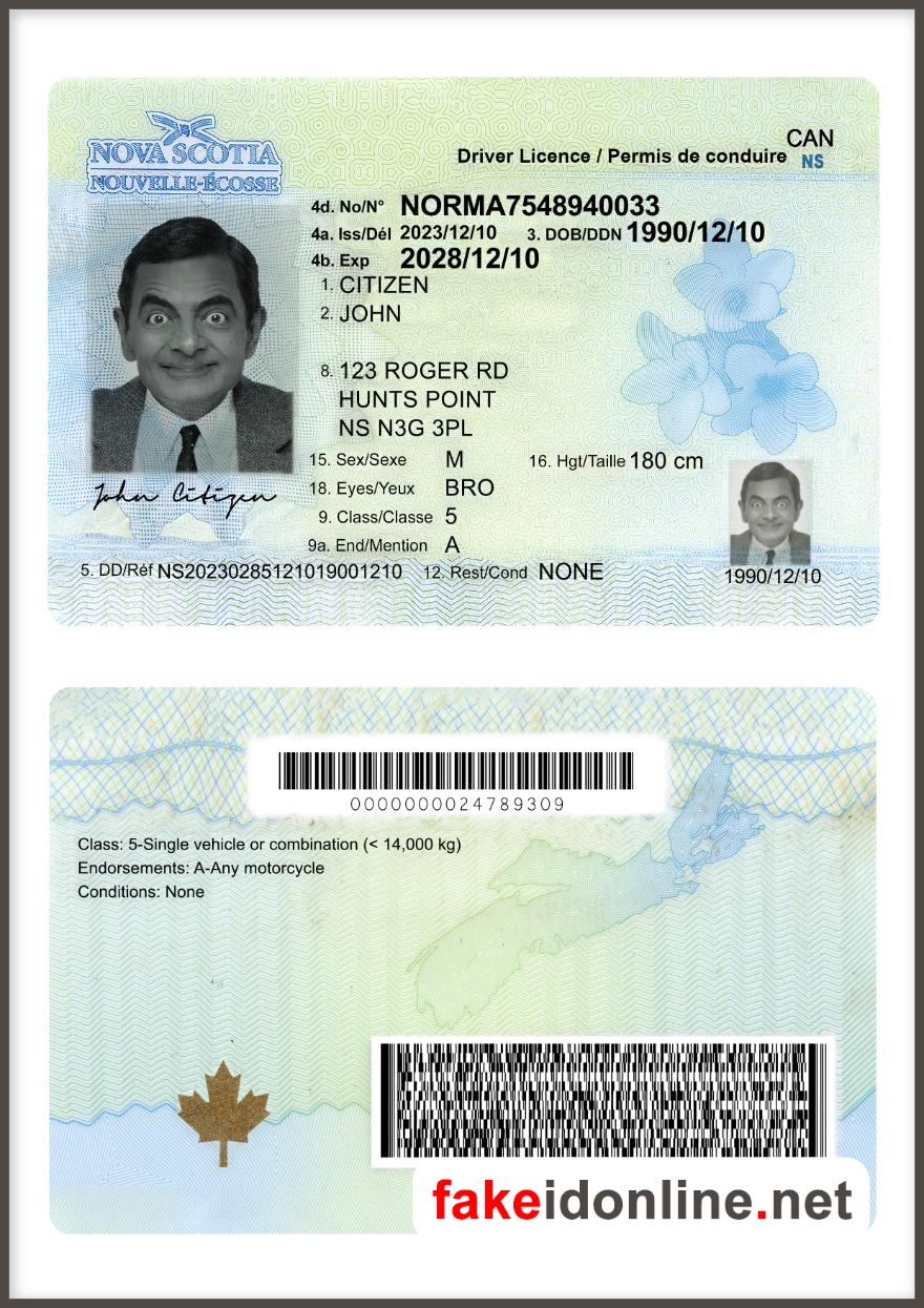 Canada Nova Scotia Driver License PSD Template